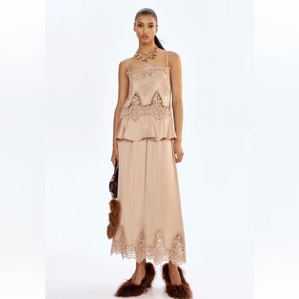 H&M Lace-Inset Satin Top